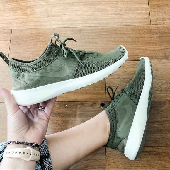 olive green running shoes